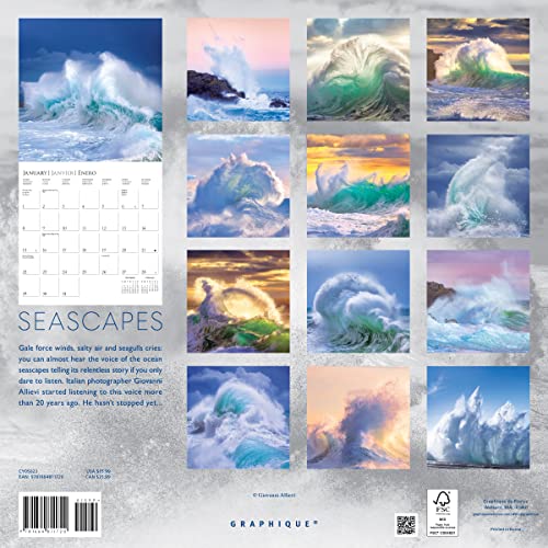 Graphique Seascapes Wall Calendar - 16-Month 2023 Calendar, 12"x12" w/ 3 Languages, 4-Month Preview, & Marked Holidays…