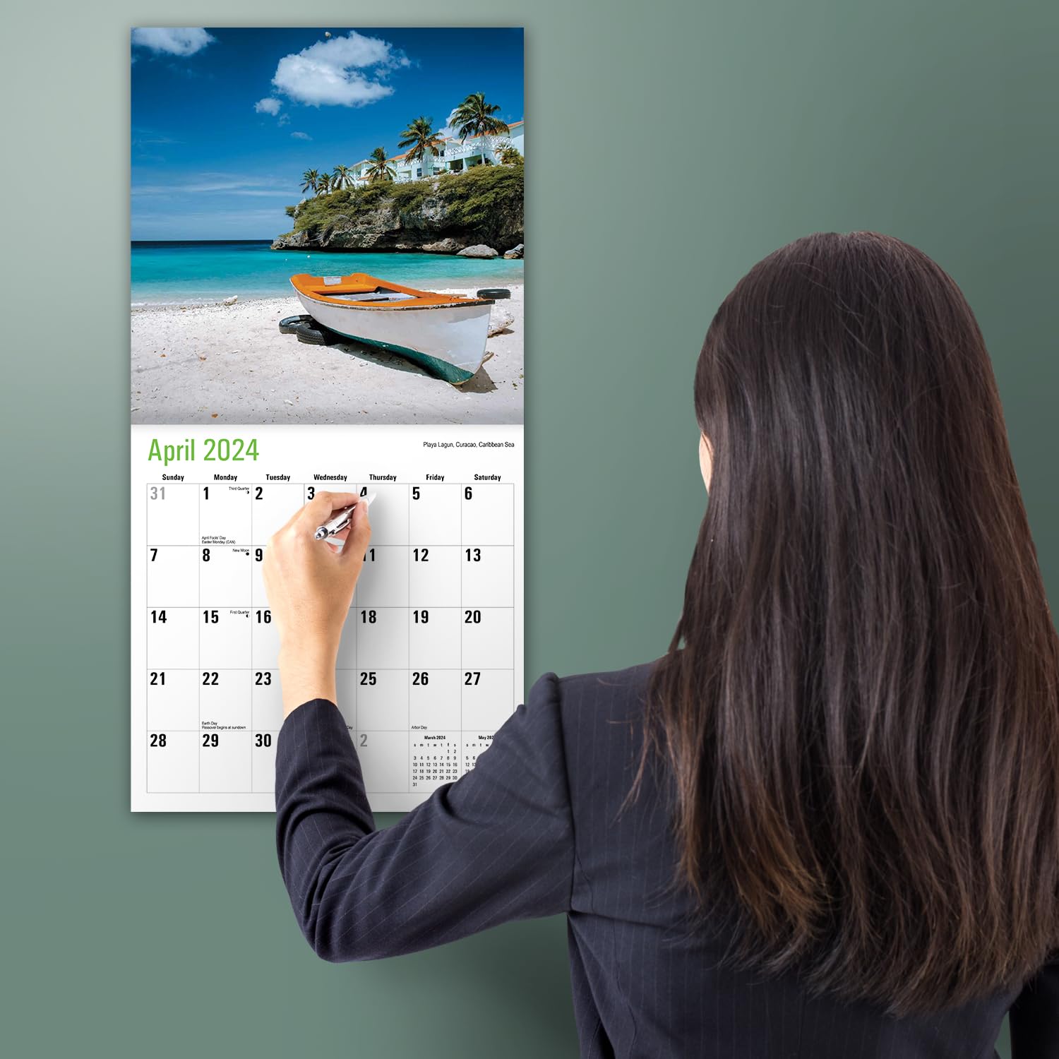 MICASA Wild & Beautiful Beaches 2024 Hangable Monthly Wall Calendar | 12" x 24" Open | Thick & Sturdy Paper | Giftable | Beautiful Tropical Scenic Travel Nature | Your Daily Getaway