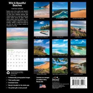 MICASA Wild & Beautiful Beaches 2024 Hangable Monthly Wall Calendar | 12" x 24" Open | Thick & Sturdy Paper | Giftable | Beautiful Tropical Scenic Travel Nature | Your Daily Getaway