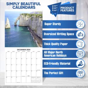 2024 Beaches Monthly Wall Calendar | 12" x 24" | Thick Sturdy Paper | Nature Landscapes Calendar 2024