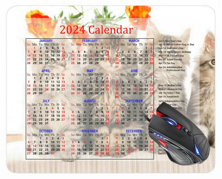 Wugao US Calendar 2024 Year Mouse Pad,Beach Sand Surf Starfish Mouse Pads Calendar 231