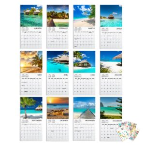 Beaches Calendar 2024 and Sticker Pack, Large 12 x 24 inch, Beaches Wall Calendar with Sticker Set, Beautiful Beaches