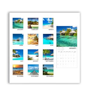 Beaches Calendar 2024 and Sticker Pack, Large 12 x 24 inch, Beaches Wall Calendar with Sticker Set, Beautiful Beaches