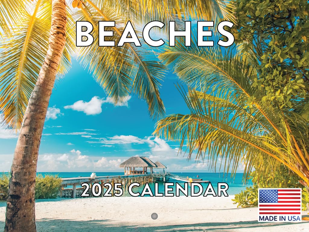 Beach Calendar 2025 Tropical Beaches Ocean Island Seaside Scenes Monthly Wall Calender 12 Month