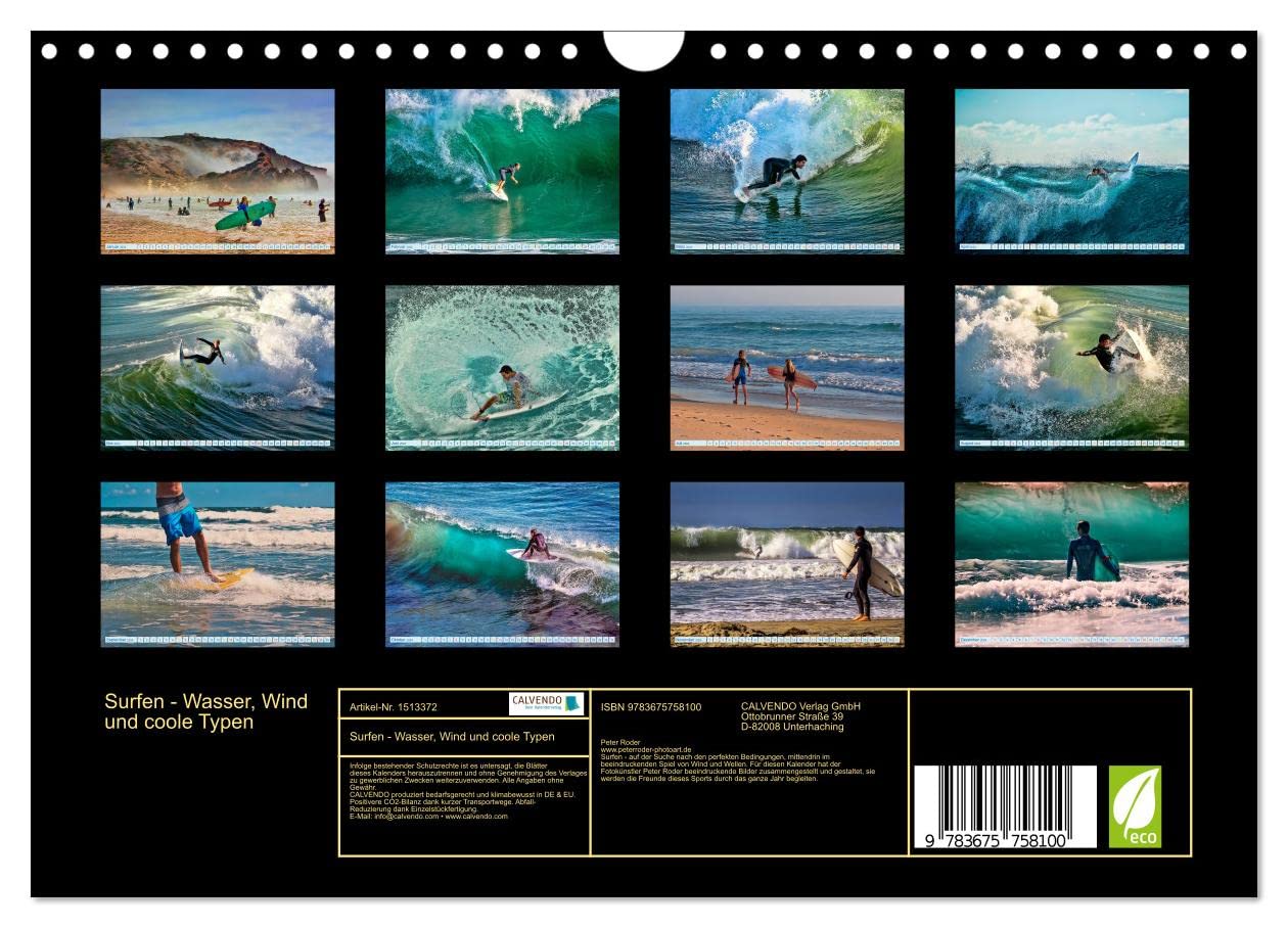 Surfing - water, wind and cool guys (Wall Calendar 2024 DIN A4 Landscape), CALVENDO 12 Month Wall Calendar