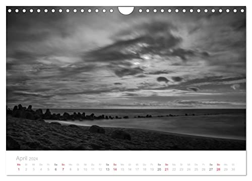 Dark surf - North Sea and Mediterranean Sea landscape photographs by Niko Korte (Wall Calendar 2024 DIN A4 Landscape), CALVENDO 12 Month Wall Calendar