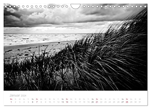 Dark surf - North Sea and Mediterranean Sea landscape photographs by Niko Korte (Wall Calendar 2024 DIN A4 Landscape), CALVENDO 12 Month Wall Calendar