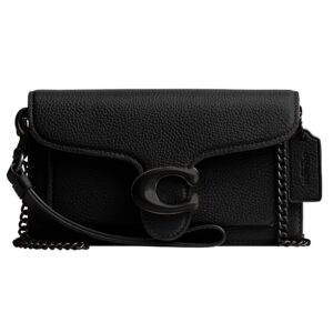 coach polished pebble tabby wristlet, black, one size