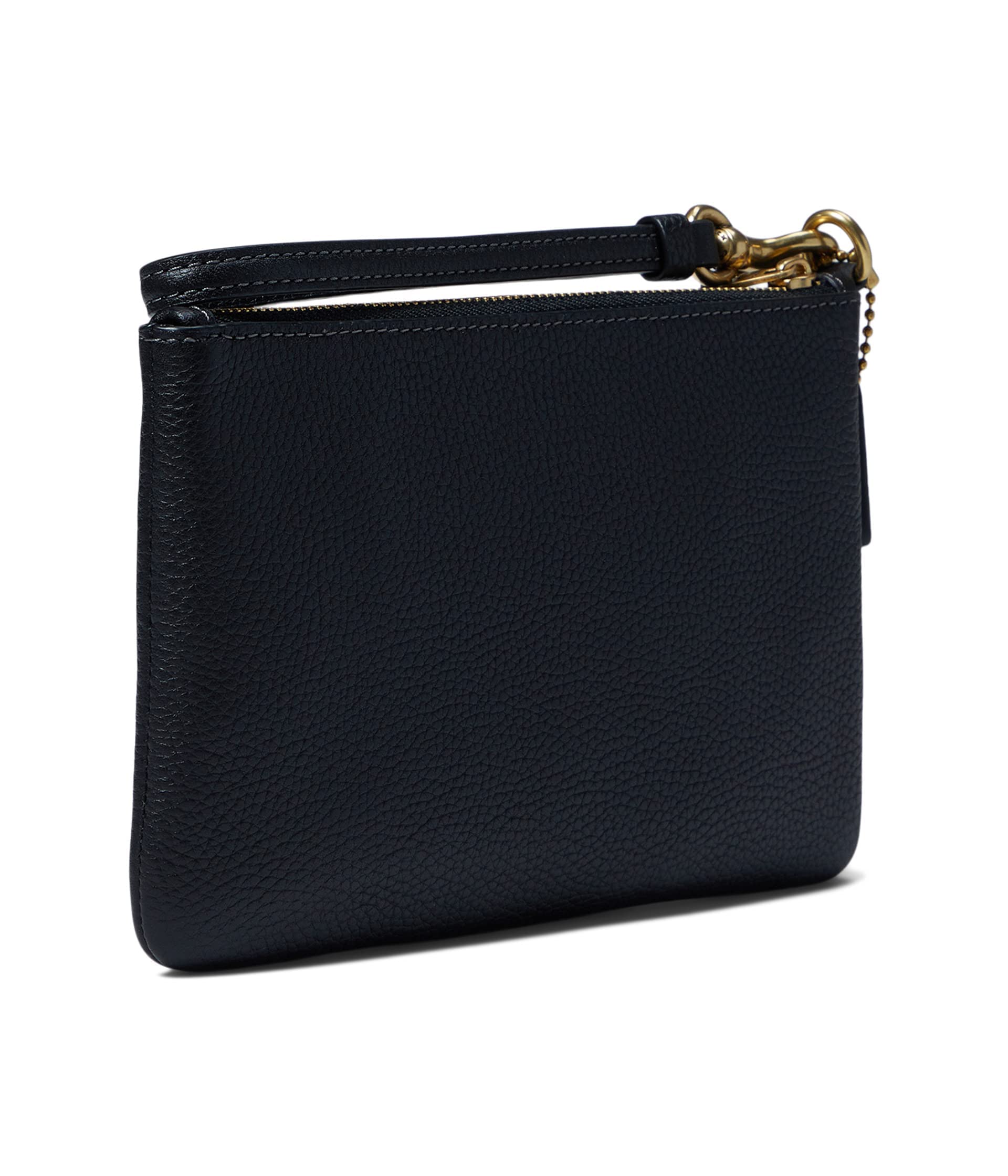 Coach Polished Pebble Small Wristlet, Black, One Size