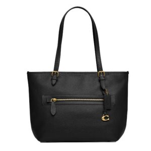 COACH Polished Pebble Leather Taylor Tote, Black, One Size