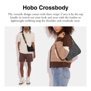 COACH Hobo Crossbody in Cross Grain Leather, Black, One Size