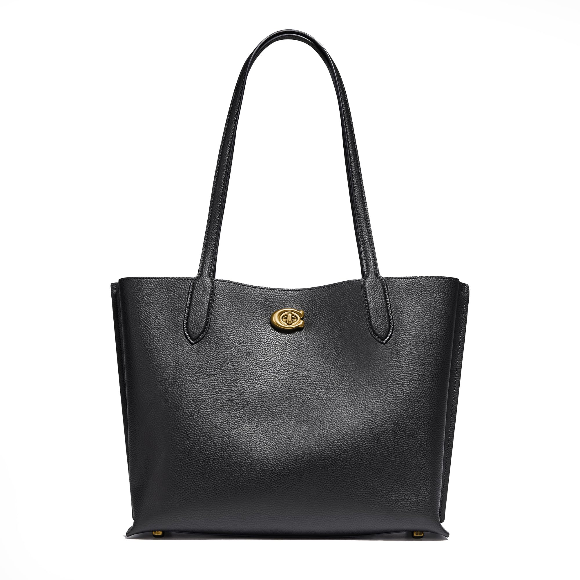 COACH Polished Pebble Leather Willow Tote, Black, One Size