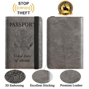 Passport Holder Cover Wallet Travel Essentials RFID Blocking Leather Card Case International Travel Must Haves Travel Accessories for Women Men(101#Coffee Grey)