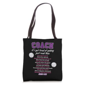 funny volleyball coach sayings quotes humor gift tote bag