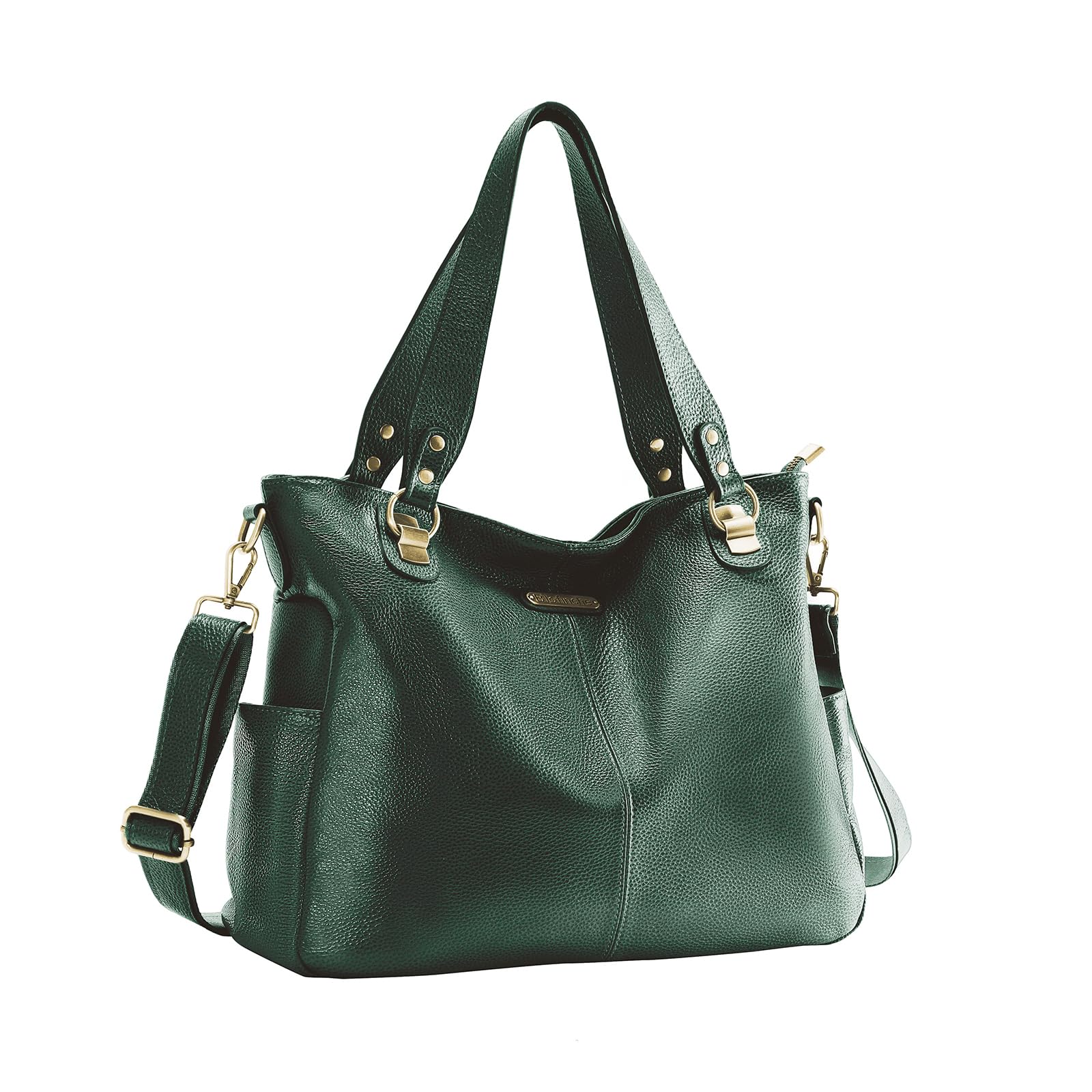 Blofinche Genuine Leather Tote Bag Womens Top Satchel Purses ladies Handbags Soft designer shoulder work bags dark green