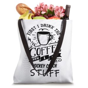 Hockey Coach Coffee Quote Funny Black Tote Bag