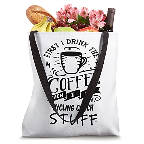 Cycling Coach Coffee Quote Funny Black Tote Bag