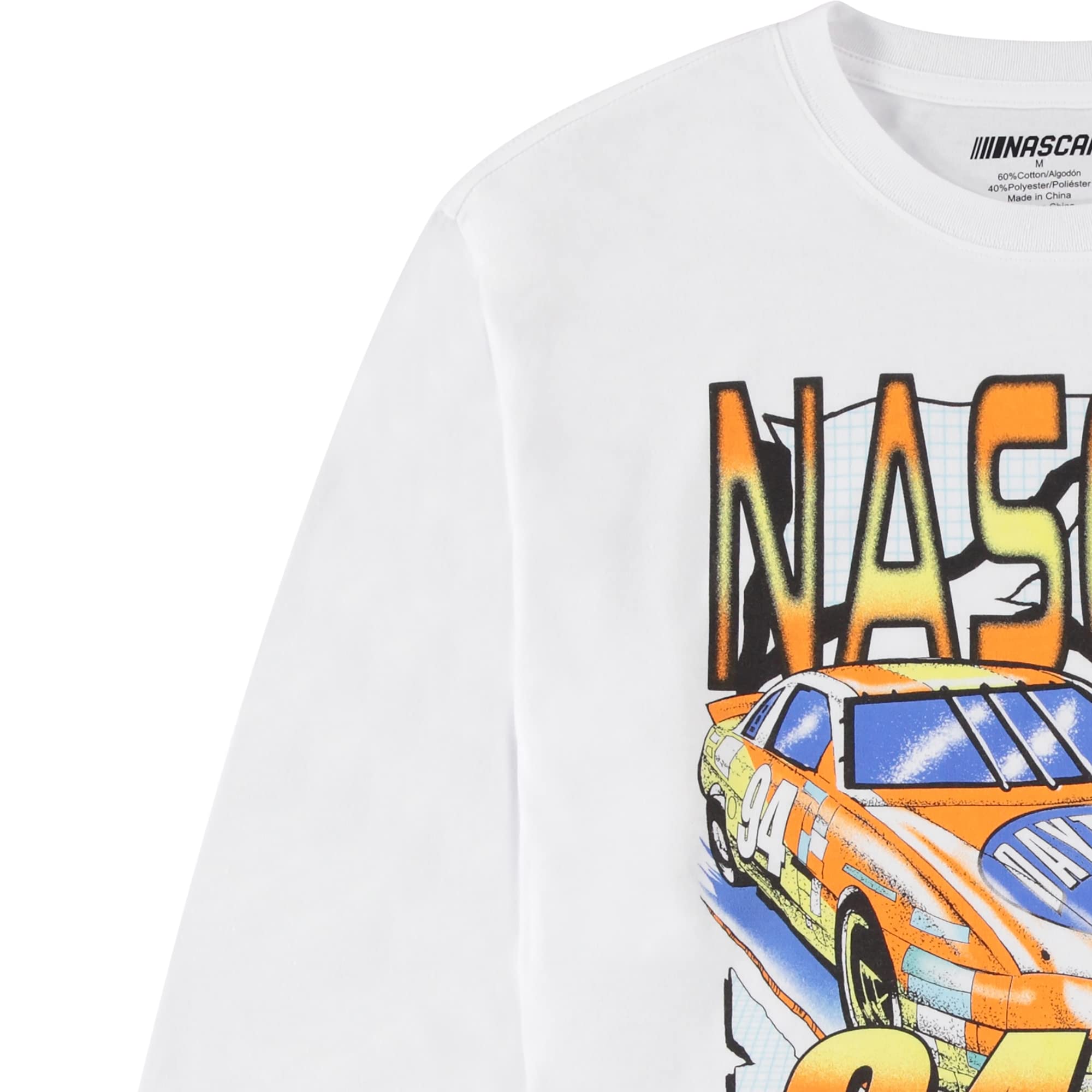 NASCAR Vintage Daytona 500 Shirt Racing Mens Graphic Long Sleeve T-Shirt (White, Small)