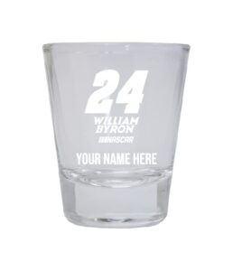 personalized custom nascar #24 william byron etched round shot glass new for 2022 with customizable name or message