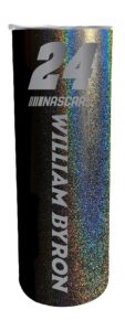 r and r imports nascar #24 william byron 20 oz insulated stainless steel skinny tumbler rainbow glitter black