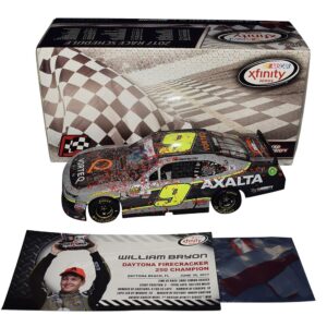 AUTOGRAPHED 2017 William Byron #9 Axalta Racing DAYTONA WIN (Raced Version) Xfinity Series JR Motorsports Signed Lionel 1/24 Scale NASCAR Diecast Car with Hologram COA (#1222 of only 1,669 produced)