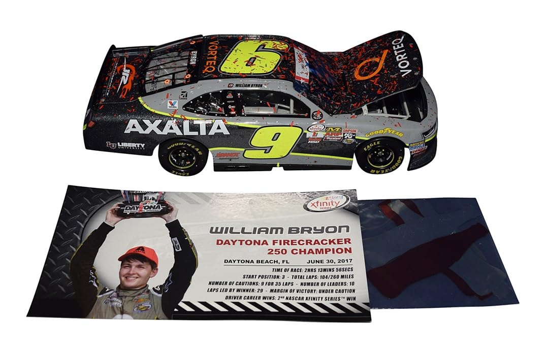 AUTOGRAPHED 2017 William Byron #9 Axalta Racing DAYTONA WIN (Raced Version) Xfinity Series JR Motorsports Signed Lionel 1/24 Scale NASCAR Diecast Car with Hologram COA (#1222 of only 1,669 produced)