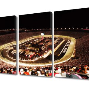 Wall Pictures for Living Room Bristol Night Race Canvas Prints 3 Piece Wall Art Nascar Tracks Picture Sport Painting Artwork Home Decor Giclee Gallery-Wrapped Framed Ready to Hang, 36" Wx24 H