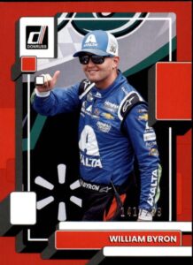 2023 donruss racing red #46 william byron s299 axalta/hendrick motorsports/chevrolet official nascar trading card (stock photo shown, near mint to mint condition)