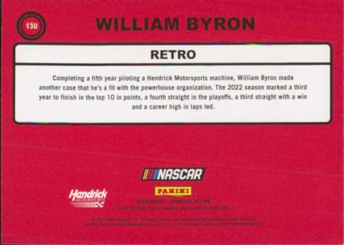 2023 Donruss Retro #130 William Byron Liberty University/Hendrick Motorsports/Chevrolet Racing Card - Sportscard Superstore