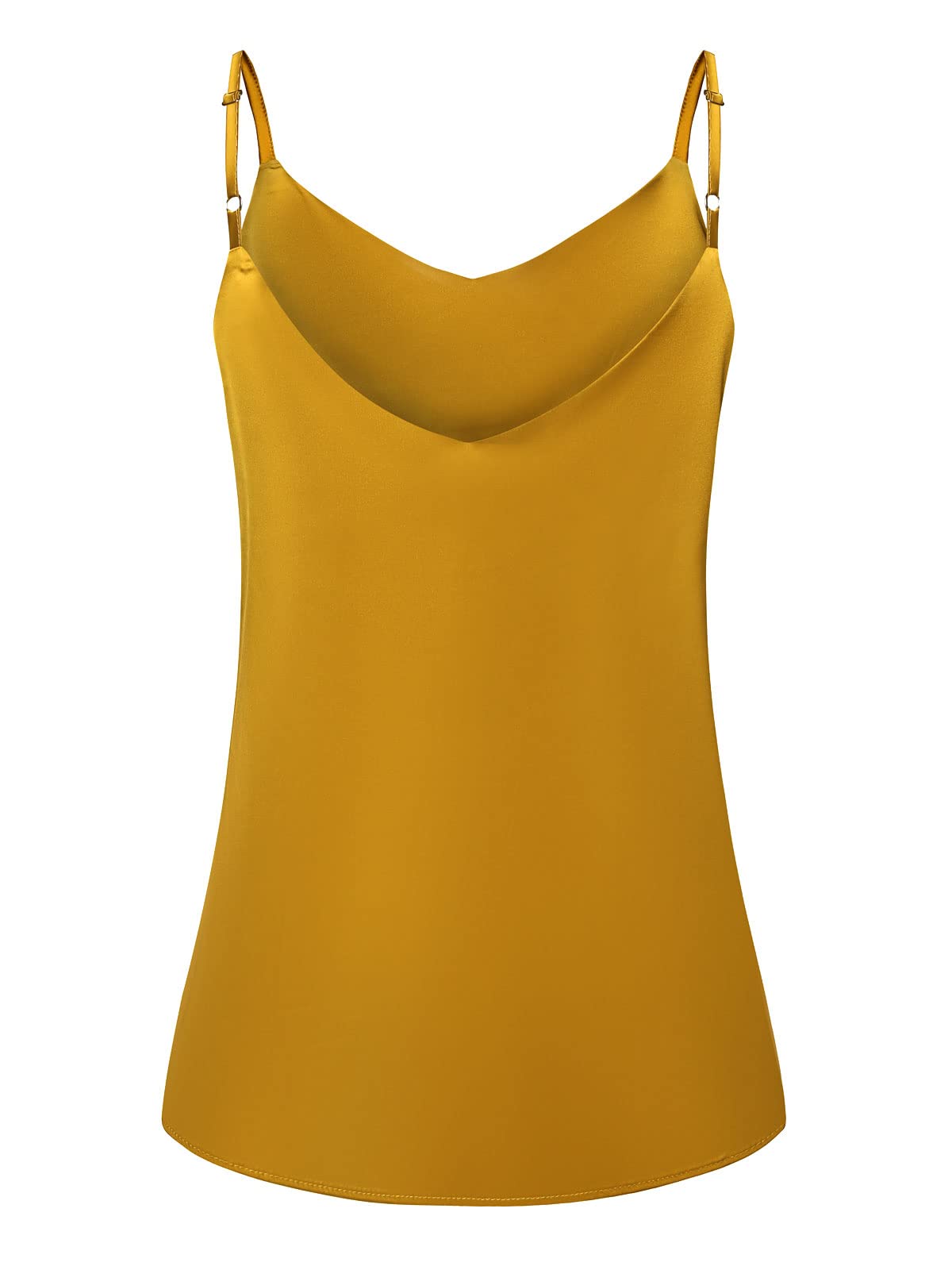 7th Element Womens Silk Satin Camisole Plus Size Tank Tops V Neck Casual Cami Sleeveless Blouses Summer Basic Tank Shirt(Mustard Yellow,L)