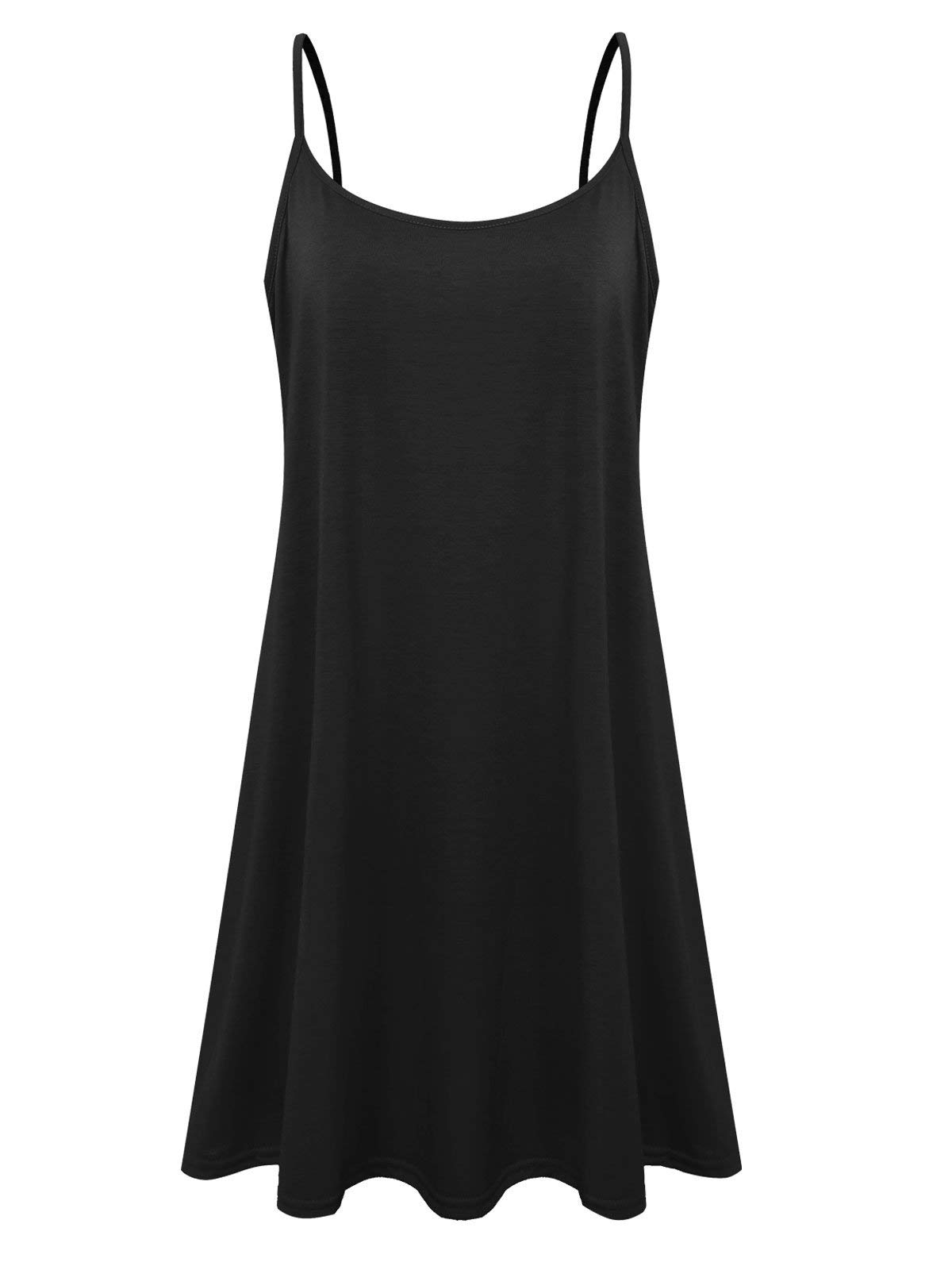 7th Element Plus Size Slip Dress for Women 2023 Spaghetti Strap Sun Tank Under Dresses Sleeveless Sundress(Black,4X)