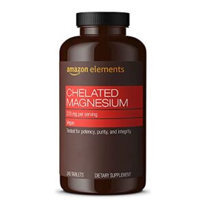 amazon elements chelated magnesium glycinate, 270 mg per serving (2 tablets), vegan, 240 tablets (packaging may vary)