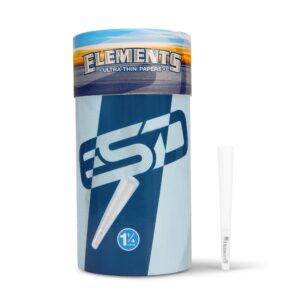 Elements Ultra Thin Rolling Paper Cones 1 1/4 | 100 Pack | Pre Rolled with Tips and Packing Tubes Included