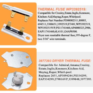 2024 UPGRADED 279838 4531017 W10724237 Dryer Heating Element Kit for Whirlpool Kenmore Maytag Dryer MEDX655DW1 WED4815EW1-3977393 & 3392519 Thermal Fuse 3977767 Thermostat 3387134 Cycling Thermostat