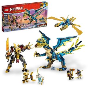 lego ninjago elemental dragon vs. the empress mech 71796 building toy set, features a dragon, mech, ninja flyer and 6 minifigures, gift for boys and girls ages 9+ who love ninja warriors