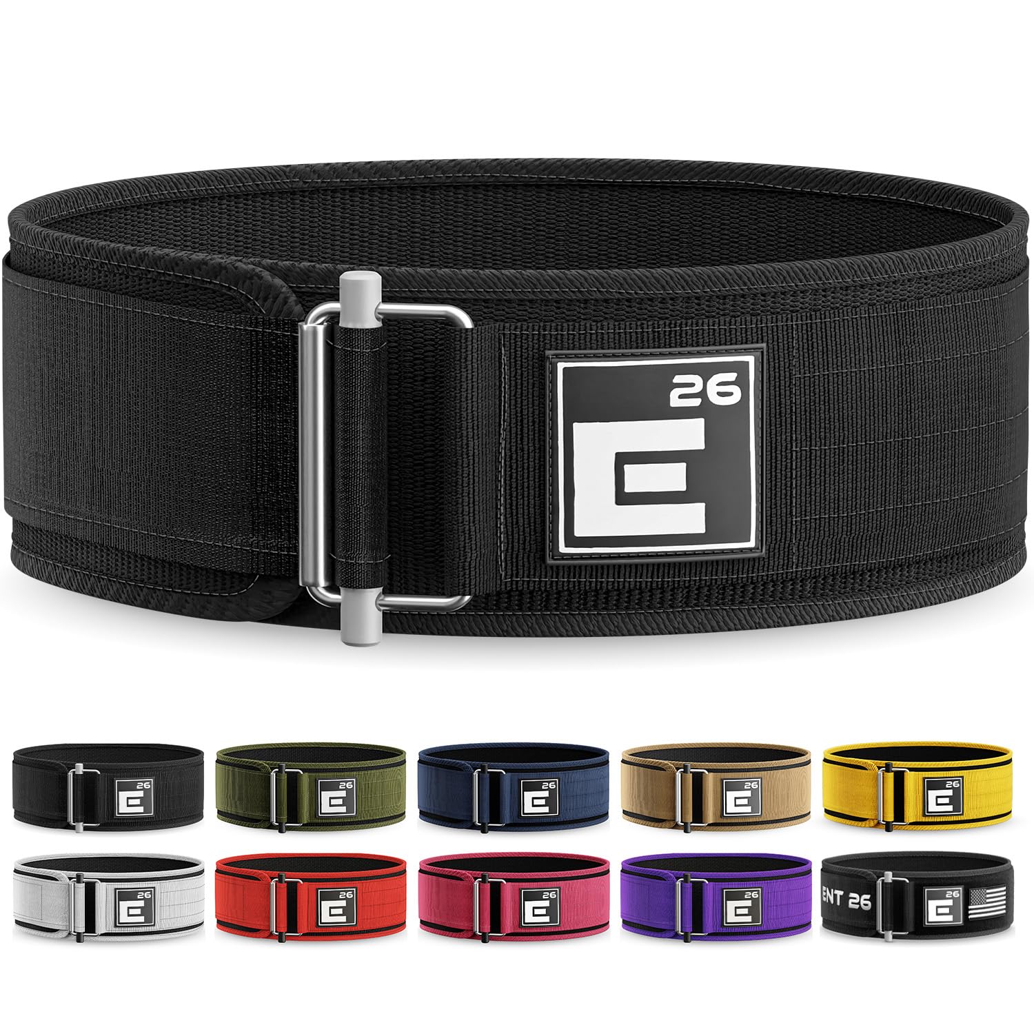 Element 26 Self-Locking Weight Lifting Belt | Premium Weightlifting Belt for Serious Functional Fitness, Weight Lifting, and Olympic Lifting Athletes (Extra Small, Black)