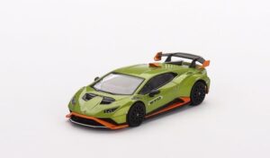 true scale miniatures model car compatible with lamborghini huracán sto verde citrea 1/64 diecast model car mgt00547