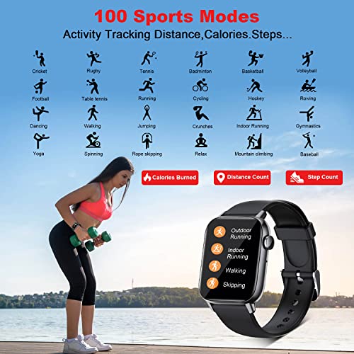 GT HITGX Smart Watch with Voice Control 1.72" Fitness Tracker Smartwatches 100+ Sports Modes Smart Watches for Men Women Watch for iOS Android (Answer/Calls)