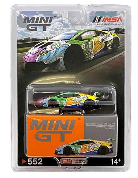 True Scale Miniatures Model Car Compatible with Lamborghini Huracán GT3 EVO #19 Gear Racing 2020 IMSA Daytona 24 Hrs 1/64 Diecast Model Car MGT00552