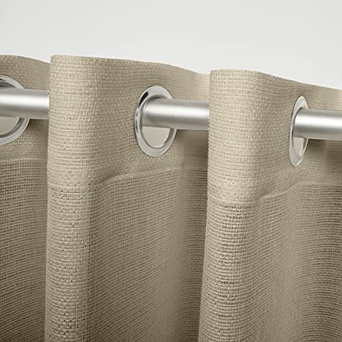 Exclusive Home Miami Semi-Sheer Textured Indoor/Outdoor Grommet Top Curtain Panel Pair, 54"x96", Taupe