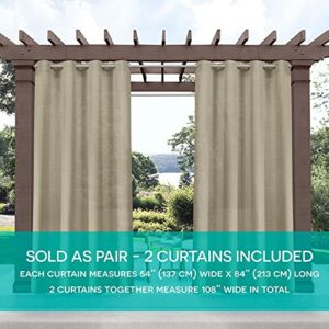 Exclusive Home Miami Semi-Sheer Textured Indoor/Outdoor Grommet Top Curtain Panel Pair, 54"x96", Taupe