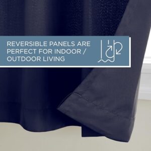 Exclusive Home Cabana Solid Indoor/Outdoor Light Filtering Grommet Top Curtain Panel Pair, 54"x63", Navy