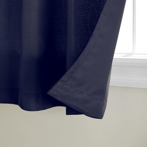 Exclusive Home Cabana Solid Indoor/Outdoor Light Filtering Grommet Top Curtain Panel Pair, 54"x63", Navy