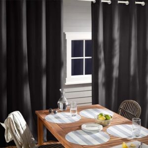 Exclusive Home Cabana Solid Indoor/Outdoor Light Filtering Grommet Top Curtain Panel Pair, 54"x63", Navy