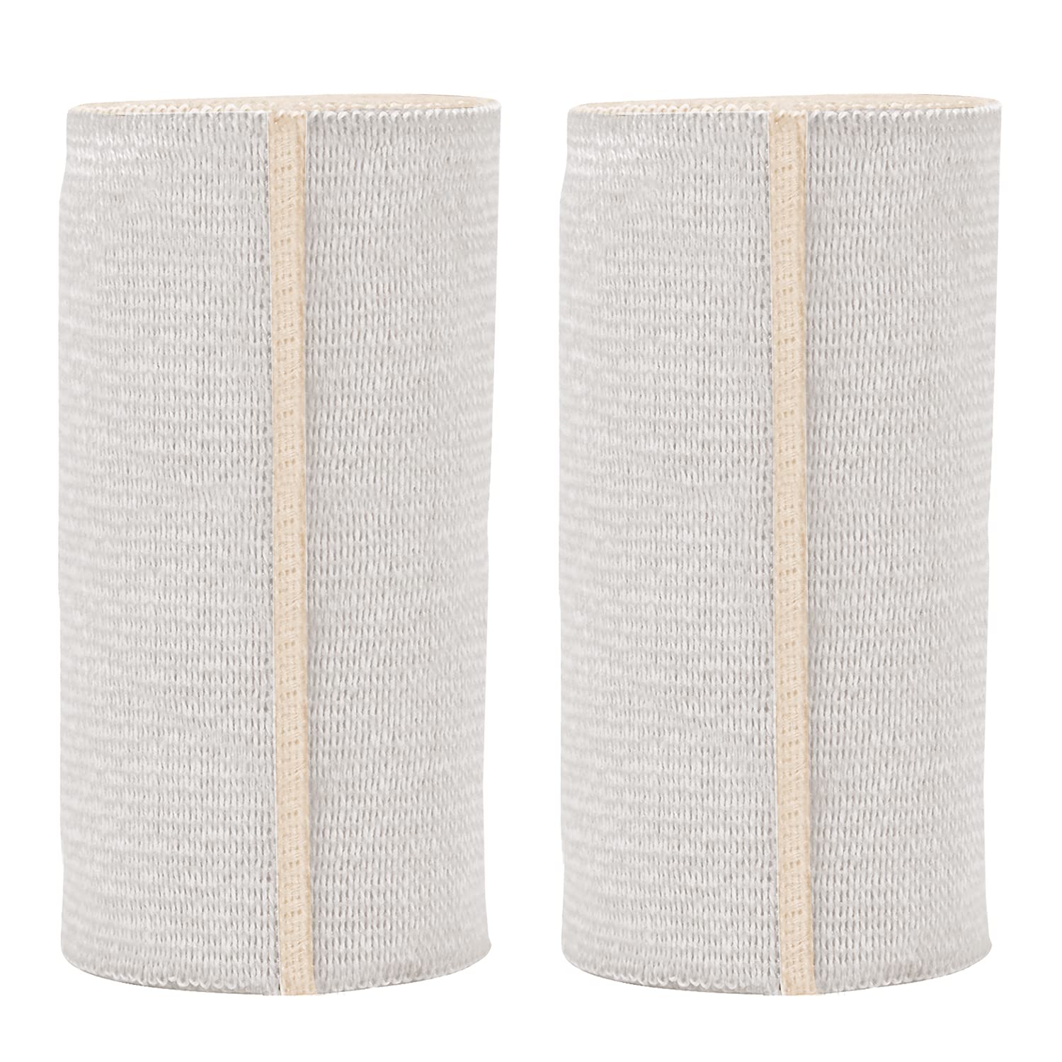 Premium Elastic Bandage Wrap (4" Wide, 2 Pack) - Made of USA Grown Cotton - Hook & Loop Fastener at One End - GT Latex Free Hypoallergenic Compression Roll for Sprains & Injuries