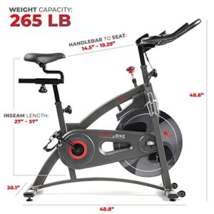 Sunny Health & Fitness Endurance Premium Magnetic Resistance Interactive Indoor Cycling Exercise Bike with Exclusive SunnyFit® App Enhanced Bluetooth Connectivity - SF-B1877SMART Gray