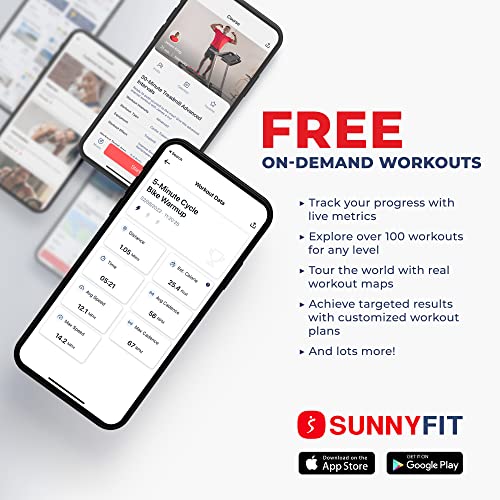 Sunny Health & Fitness Endurance Premium Magnetic Resistance Interactive Indoor Cycling Exercise Bike with Exclusive SunnyFit® App Enhanced Bluetooth Connectivity - SF-B1877SMART Gray