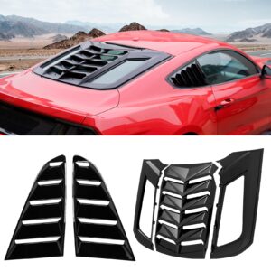 haka tough rear+side window louvers for ford mustang 2015-2022, side windshield rear scoop cover sun shade mustang gt accessories, black 3pcs