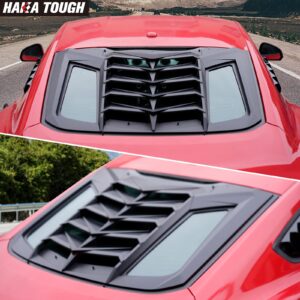 HAKA TOUGH Rear+Side Window Louvers for Ford Mustang 2015-2022, Side Windshield Rear Scoop Cover Sun Shade Mustang GT Accessories, Black 3PCS