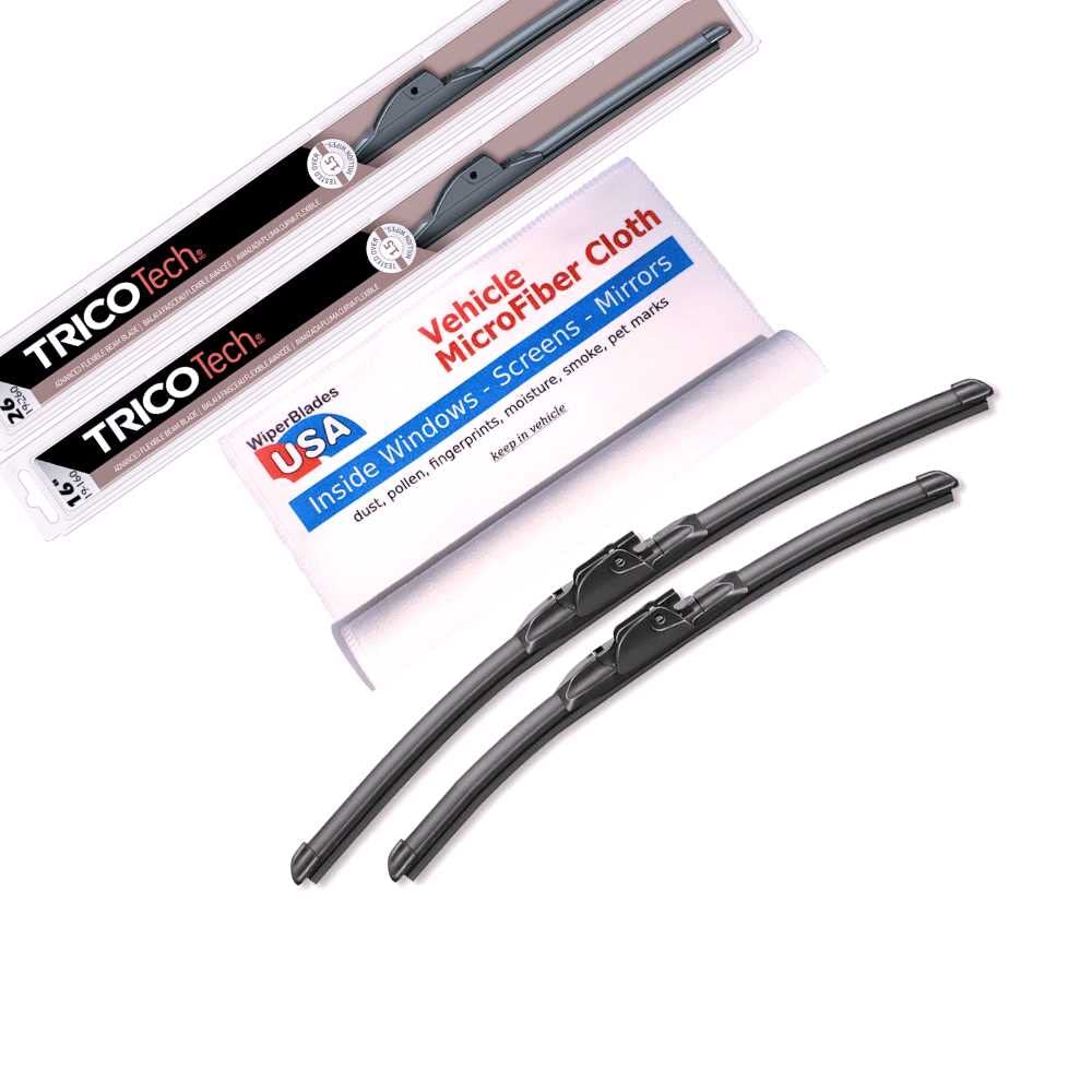 Beam Wiper Blades for 2020 Kia Forte Set Trico Tech Beam Blades Wipers Set Bundled with MicroFiber Interior Car Cloth